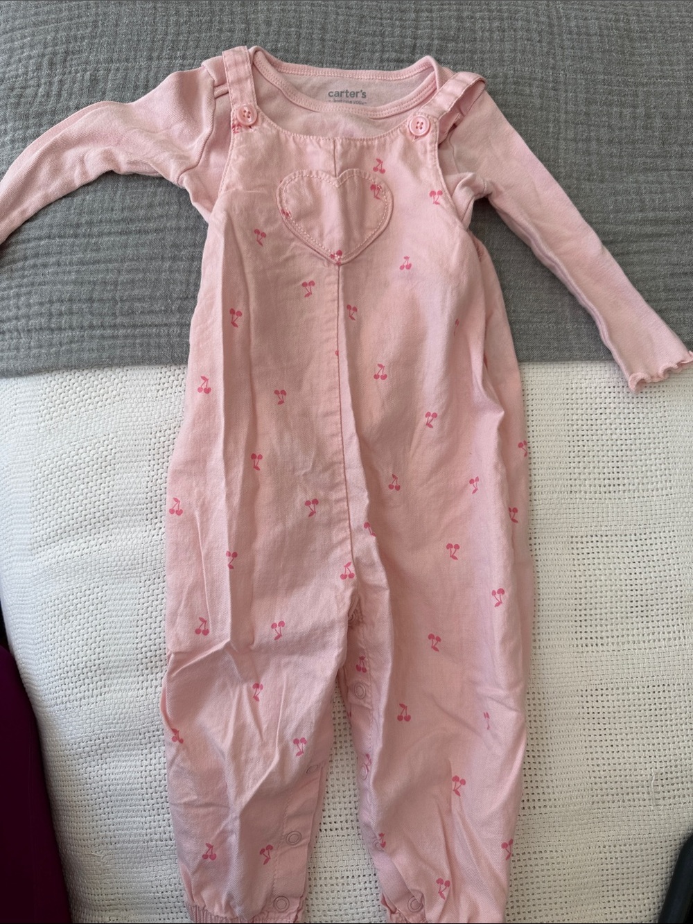 Carter's Light Pink Cherry Heart Romper